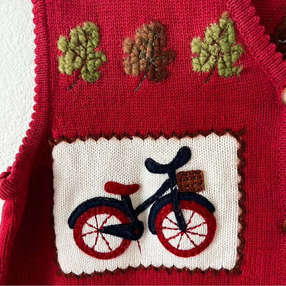 Marisa Christina Vintage Red Wool Blend Americana Teddy Bear Knit Sweater Vest S - Picture 7 of 16